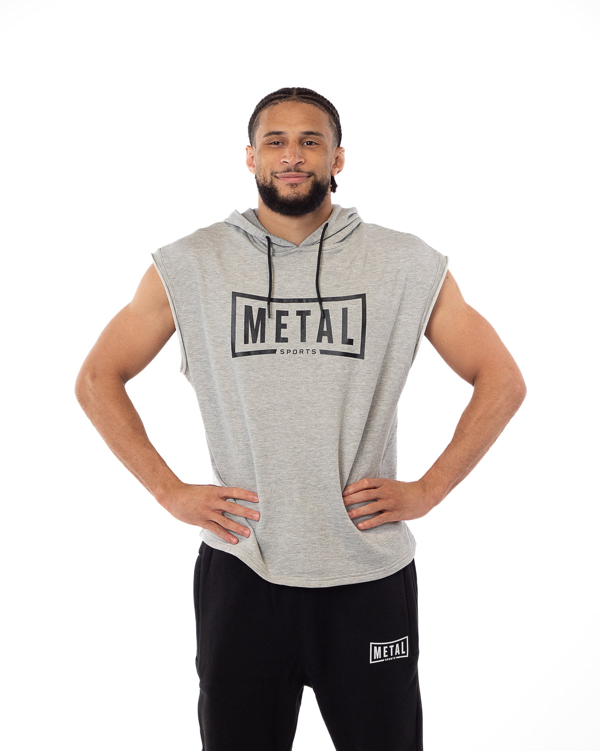 HOODIE SANS MANCHE GRIS CHINE