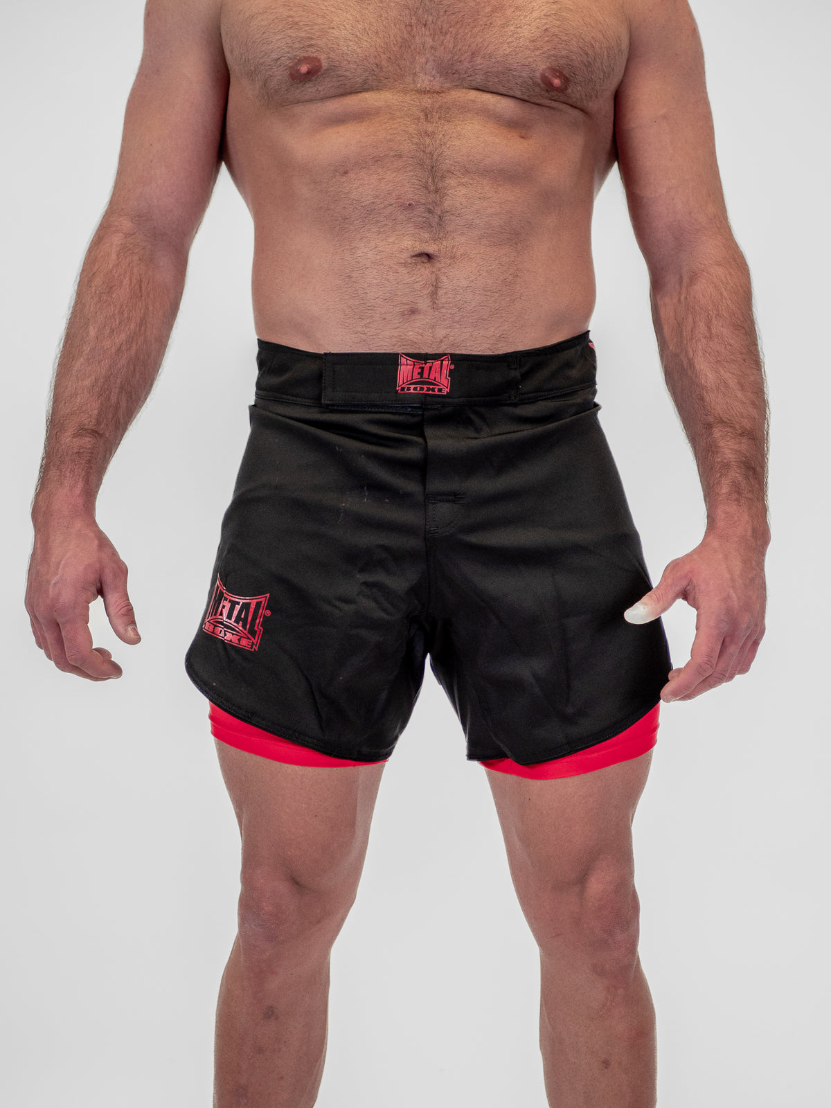 DUAL MMA SHORTS BLACK RED