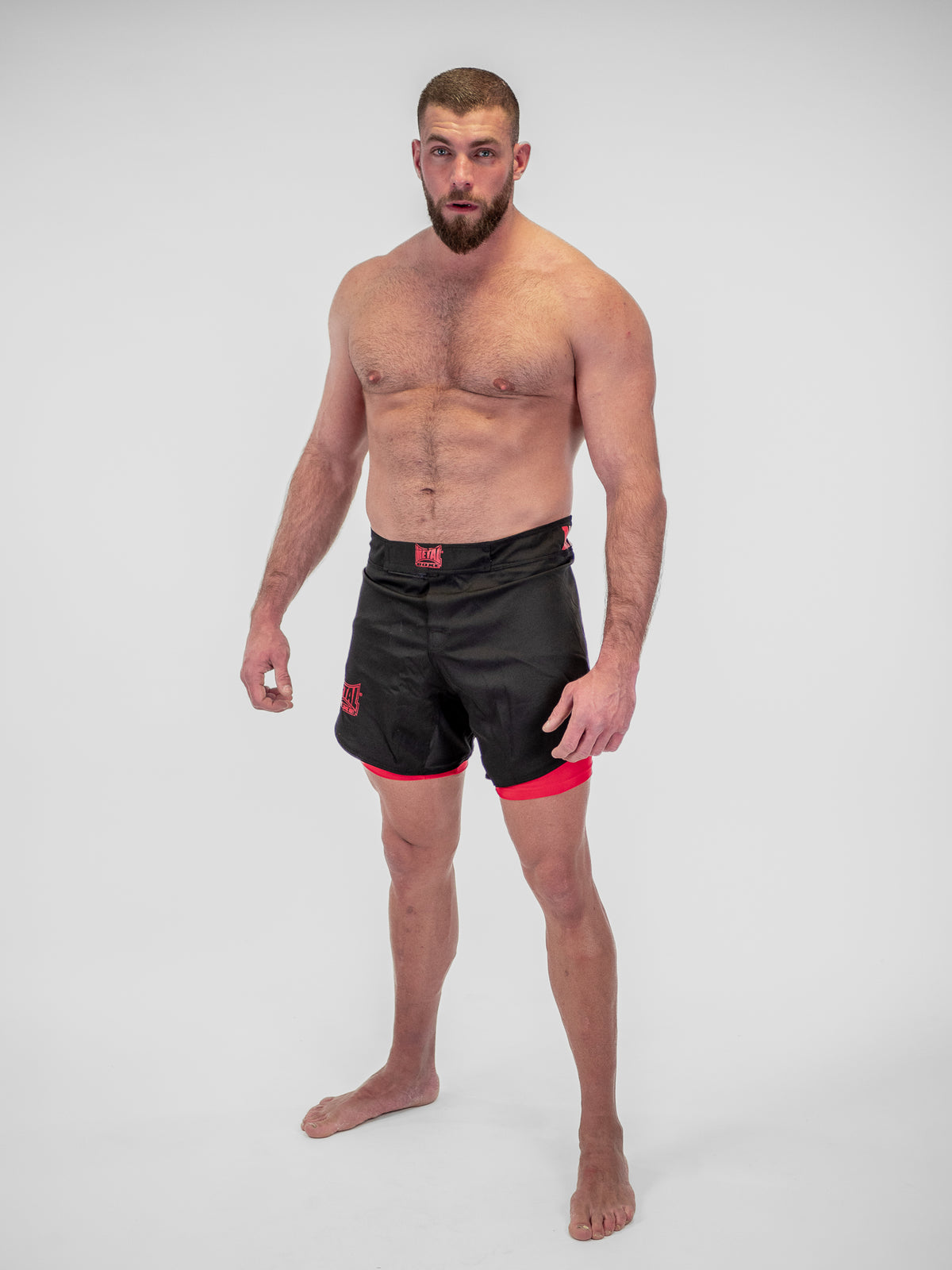 DUAL MMA SHORTS BLACK RED