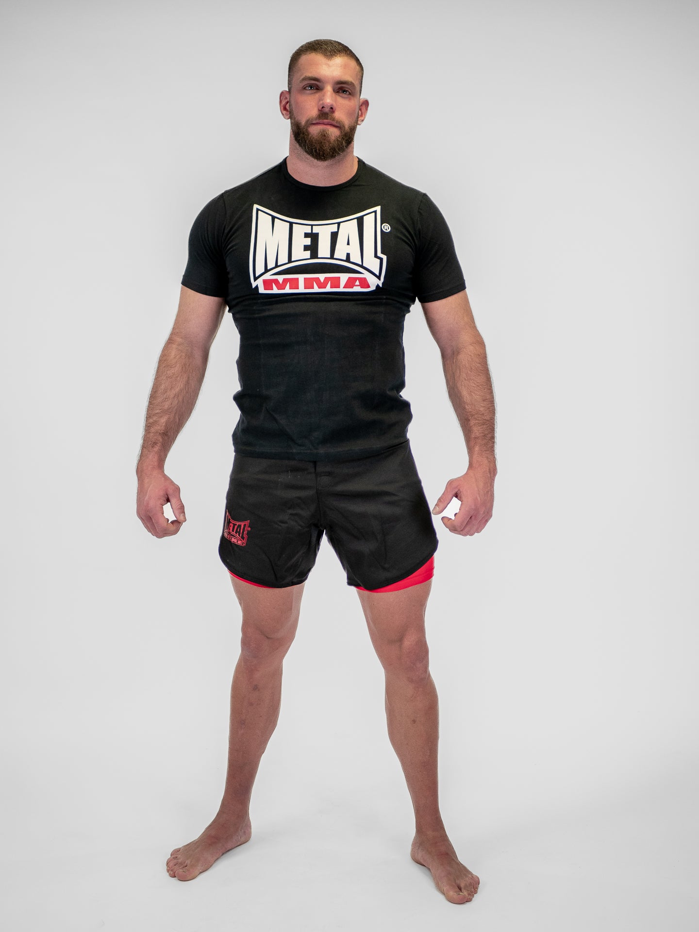 DUAL MMA SHORTS BLACK RED