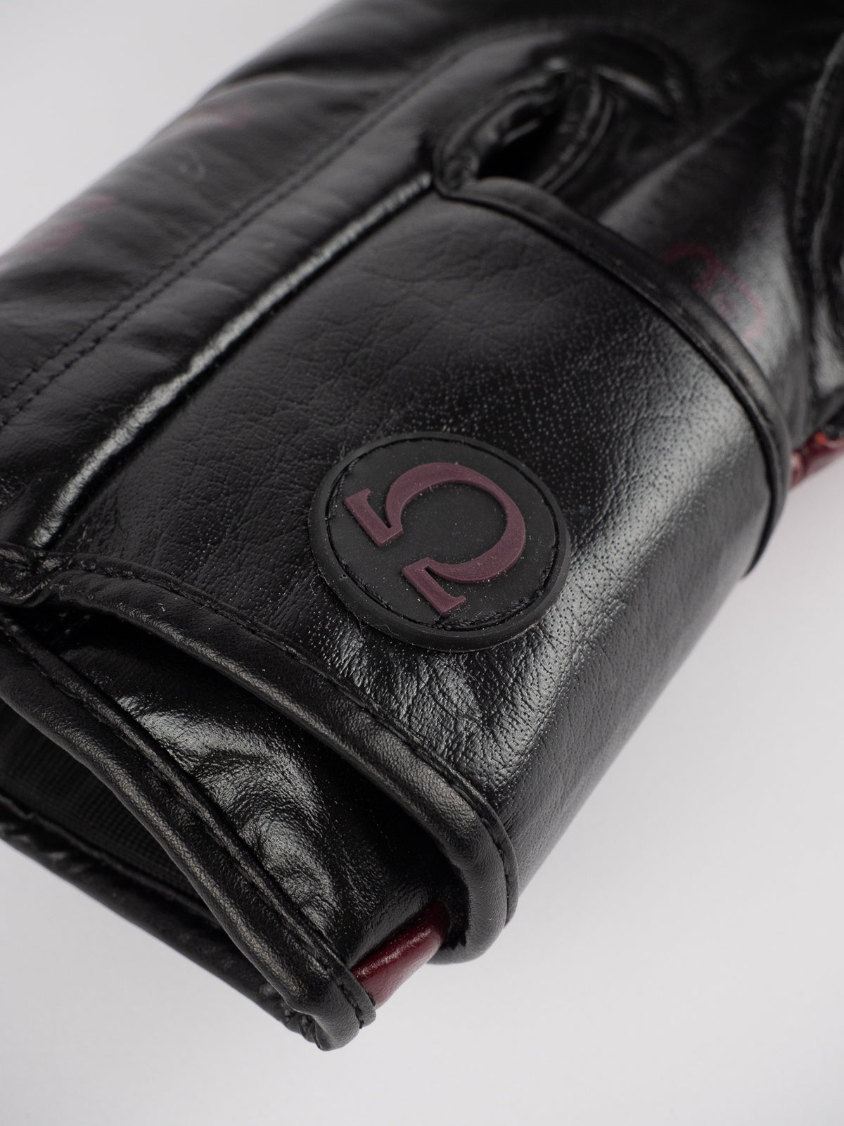 OMEGA BLACK BURGUNDY LEATHER BOXING GLOVES