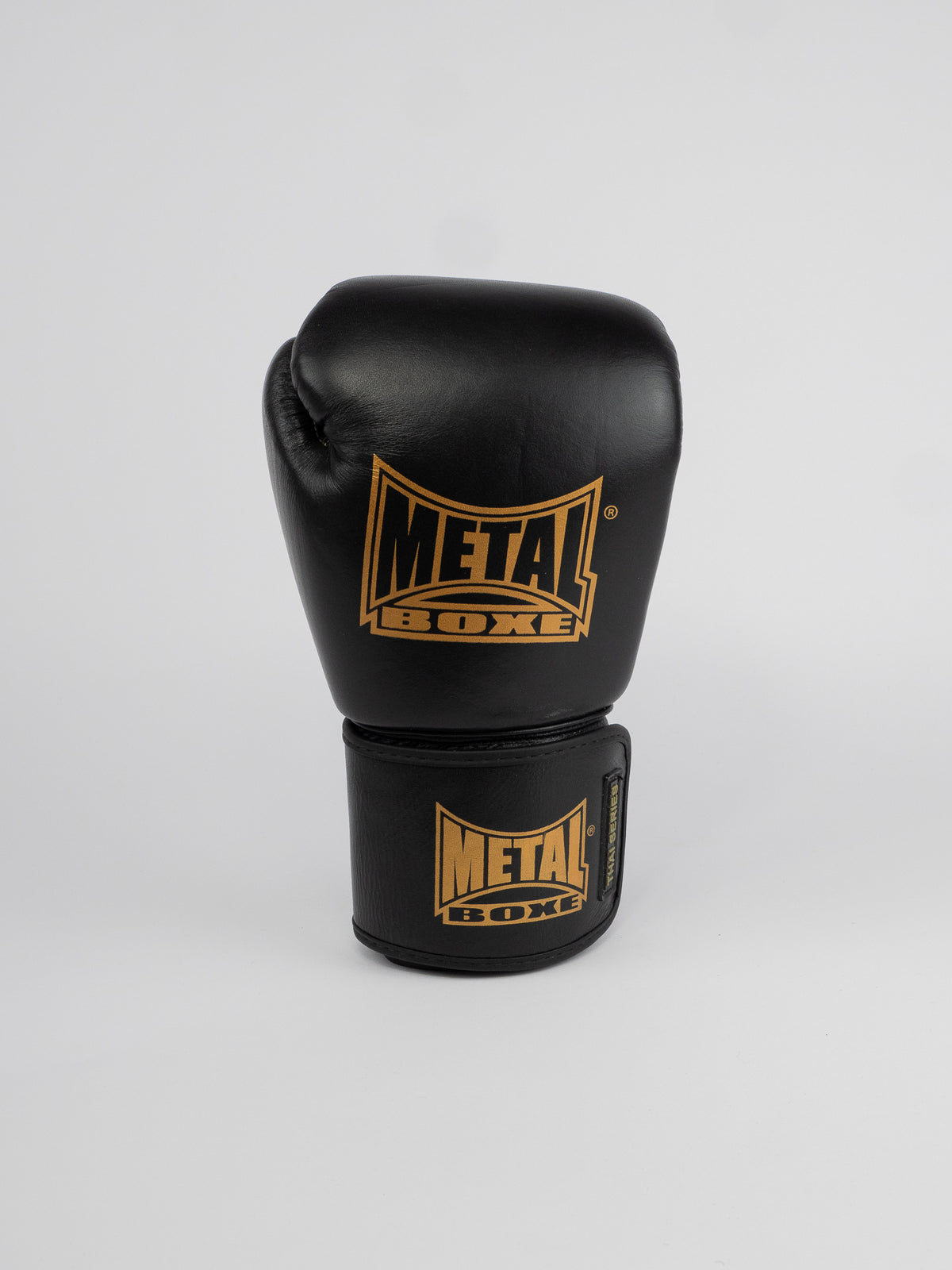 THAI SERIES BLACK GOLD LEATHER BOXING GLOVES