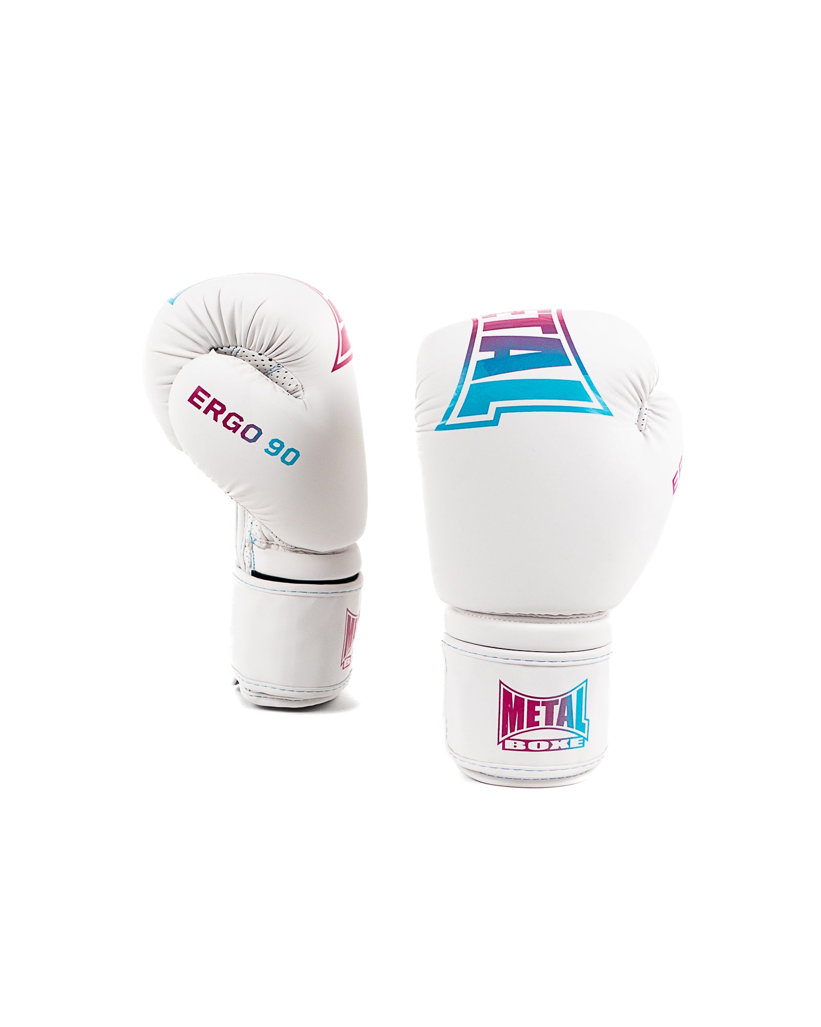 gants de boxe ergo 90 mma kick thai mousse ergonomique entrainement compétition sparring blanc rose bleu miami vibe