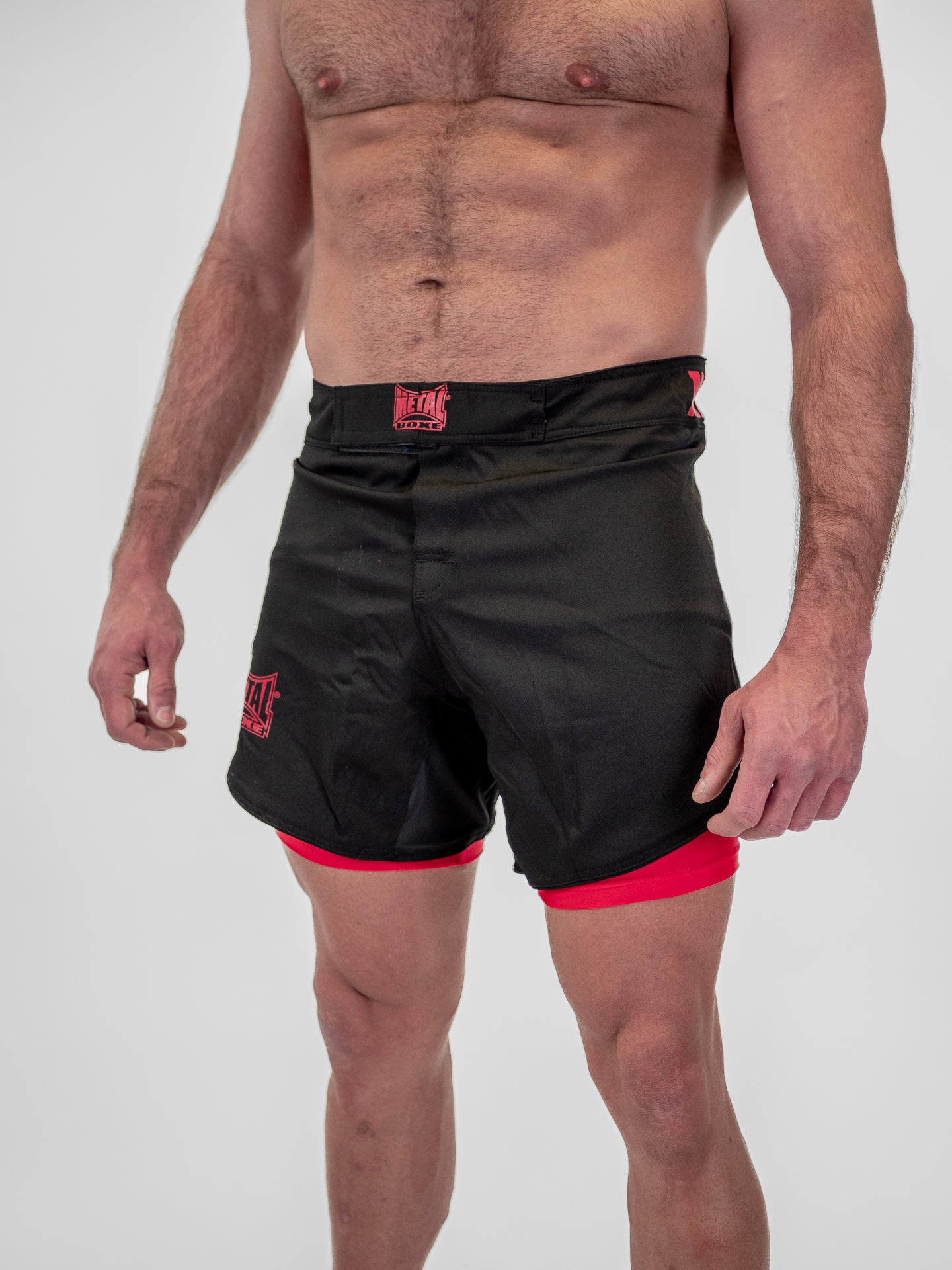 DUAL MMA SHORTS BLACK RED