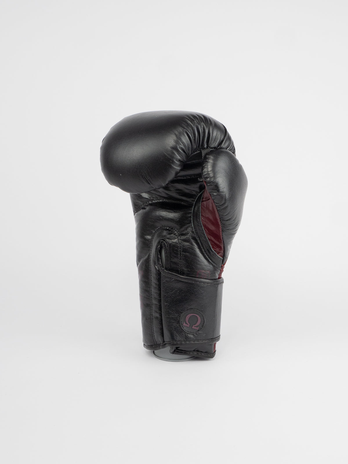 OMEGA BLACK BURGUNDY LEATHER BOXING GLOVES