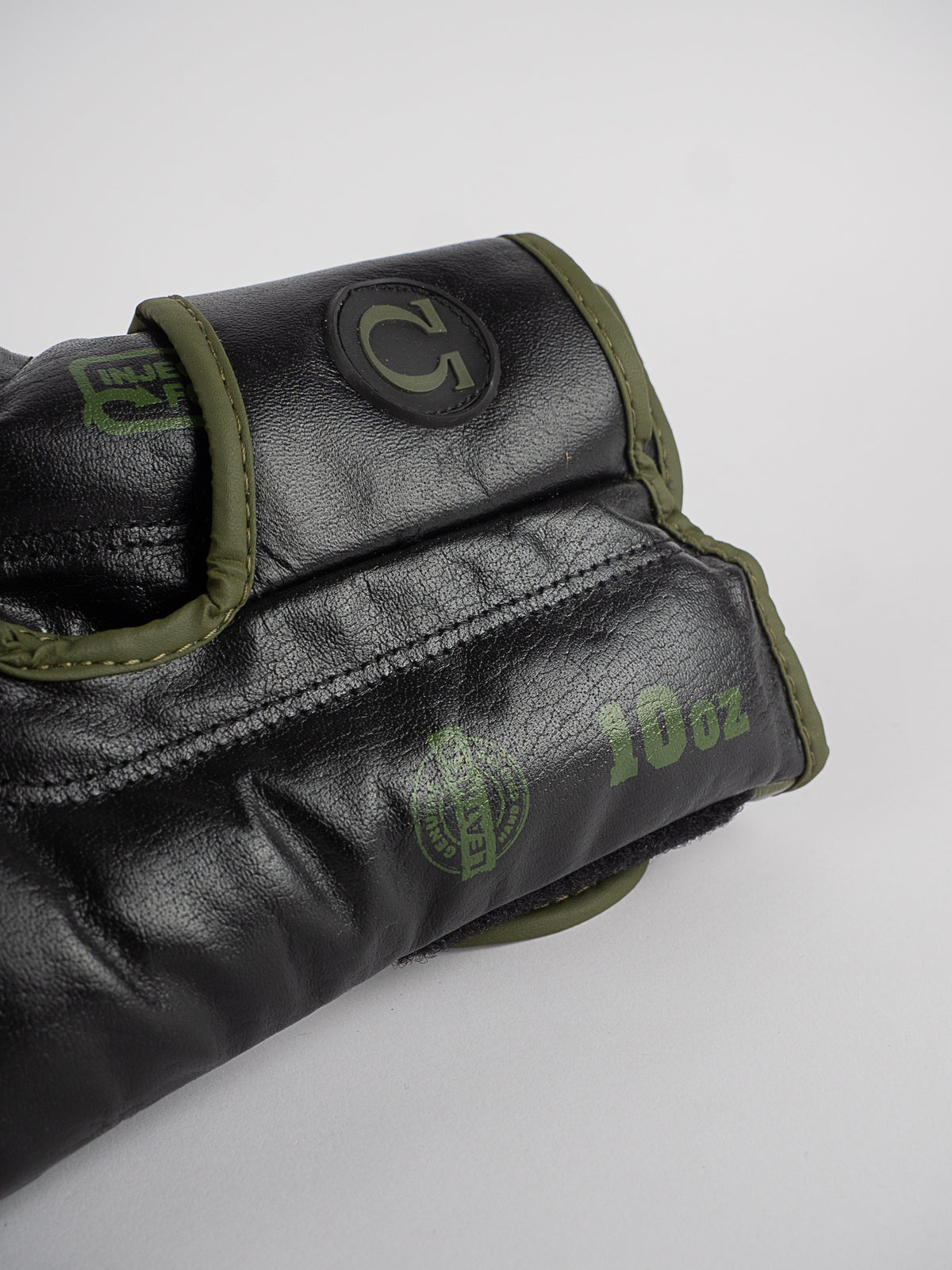 OMEGA BLACK KHAKI LEATHER BOXING GLOVES